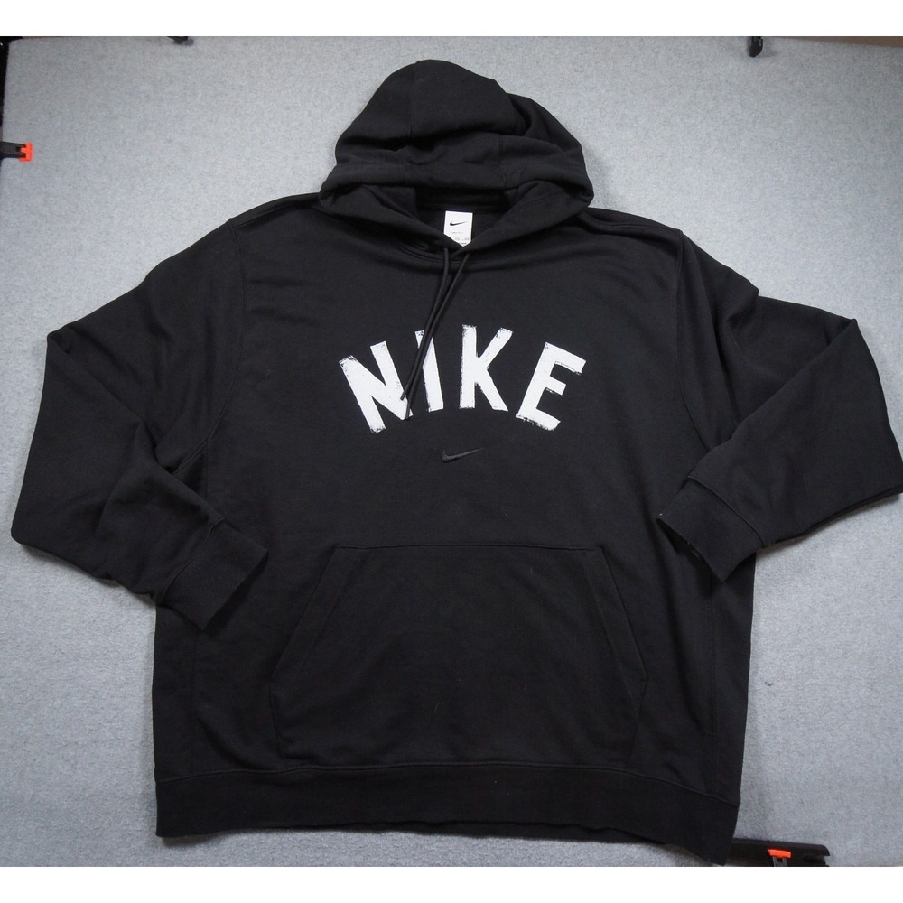 Nike Sweatshirt Mens 2XL XXL Black Hoodie Pullover Dri Fit Swoosh Adult Casual